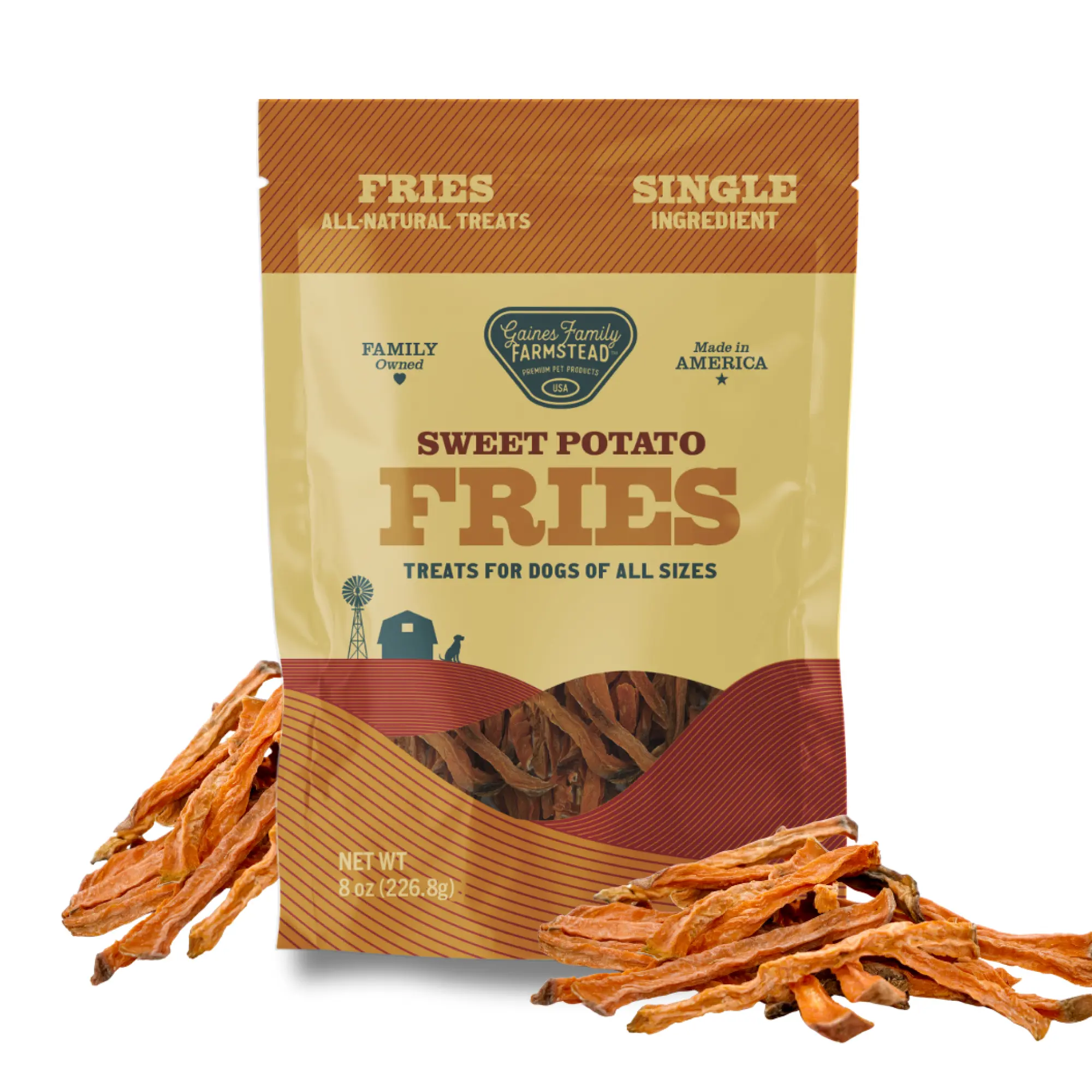 Gaines Family Farmstead Sweet Potato Fries for Dogs, 8 oz - Made in the USA
