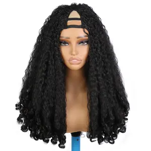 Afro Wig V Part Kinky Curly Wigs for Black Women, 180% Density Wear and Go Glueless Wig with Unique Bouncy Curls in the End, Synthetic No Leave out Clip in (#1B Black wig, 24 Inch)
