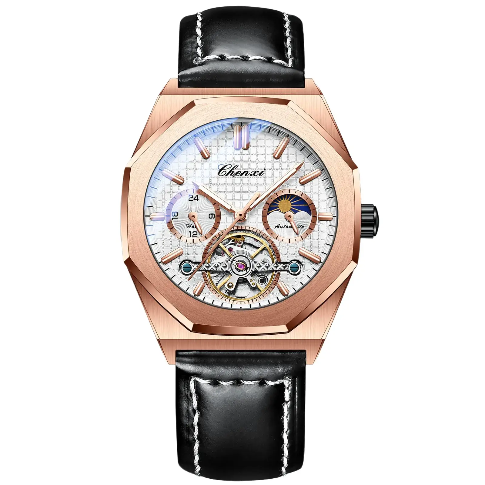 S-CHENXI-cx8814 Men’s Automatic Mechanical Watch Skeleton Dial Fashion Wristwatch