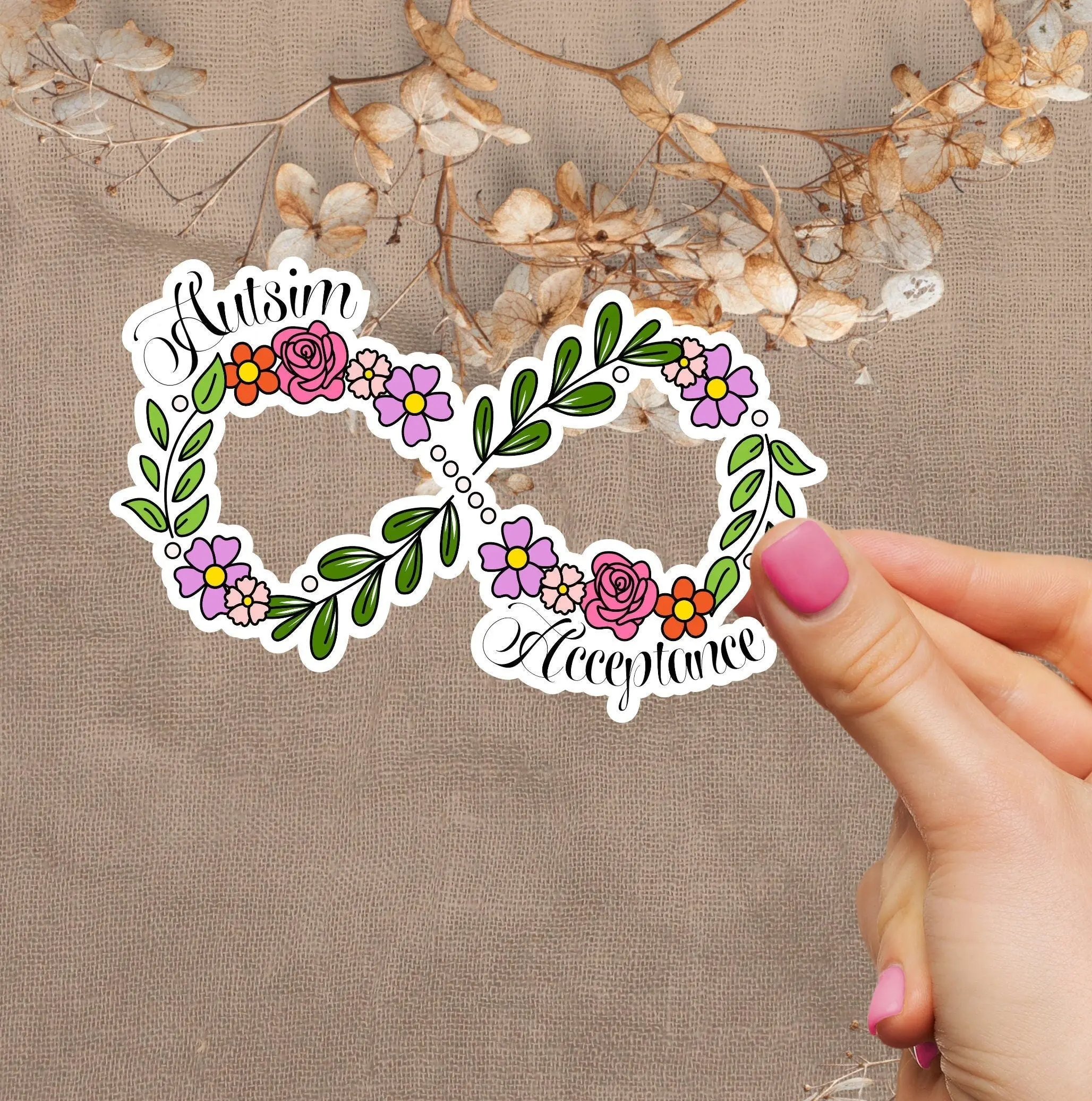 Autism Acceptance Sticker Floral Sticker Autism Awareness Sticker ABA sticker Teacher Gift Special Need Mom Sticker SPED Teacher Sticker