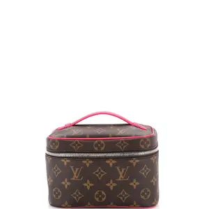 Pre-owned Louis Vuitton Canvas Coated, Leather Toiletry Bags Nice Vanity Case Monogram Canvas Mini by Rebag