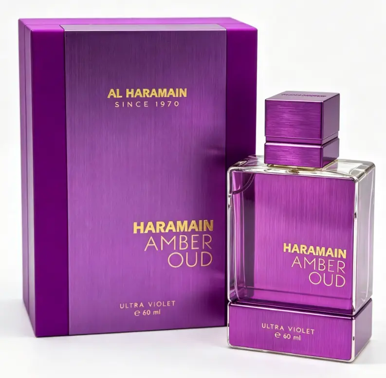 Popular Premium Floral Oud Fragrance Al Haramain Amber Oud Ultra Violet Complete Purple Brushed Metal Gift Set Juicy Berry Violet Woody Parfum All-Day Mild Long-Lasting Scent Casual & Evening Wear
