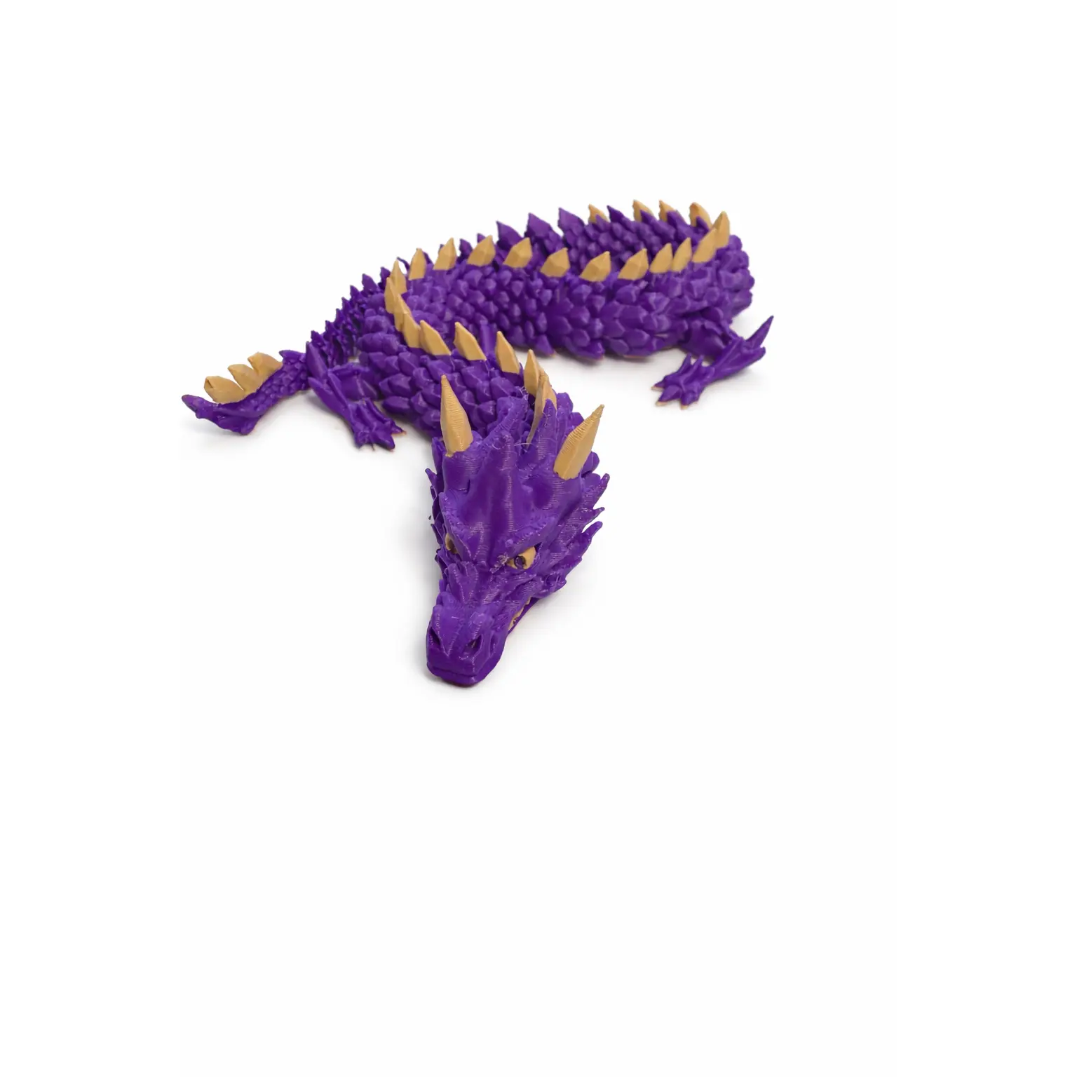 3D Printed Plastic Purple-Light Brown Flexi Dragon Collectible Figurine - Bedroom Decor Ornament, Statue & Bobblehead Supplies, Figurines & Miniatures for Home Decor