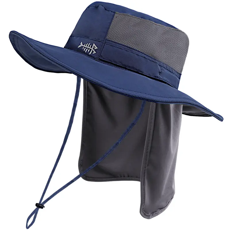 BASSDASH UPF 50+ Sun Fishing Hat Water Resistant with Detachable Neck Flap