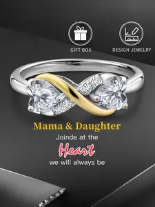 Silvery Infinity Ring Low Allergy Nickel Free Women's Thanksgiving Care Fashionable Elegant White Synthetic Zirconium High Quality Jewelry Give Mother and Daughter Infinite Care and Love Daily Wear Holiday Gift Gift Box Stackable Rings