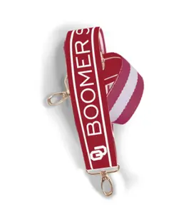 Oklahoma University Purse Strap - Adjustable 1.5" Wide x 55" Length - Reversible Printed Pattern - Brass Hardware - GameDayReady CollegeStyle BagUpgrade TailgateEssentials