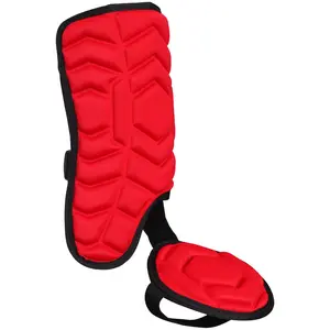 Exxact Sports Batter's Baseball Leg Guard with Adjustable Straps, Shin Guard Baseball - (Red)
