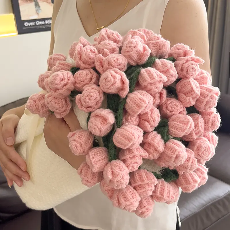【Summer Sale】ROSEKIND Finished Flower Bouquet Blanket,Handmade Crochet Flower Blanket,2-in-1 Soft Knitted Throw Rose Blanket, Romantic Gift for Birthday Wedding Valentine’s Day Mother's Day for Mom Girls and Sisters,Gifts for All Occasions