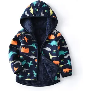 L-QE002  Toddler Fleece Jacket Baby Boys Girls Hooded Zipper Long Sleeve Thick Warm Outerwear