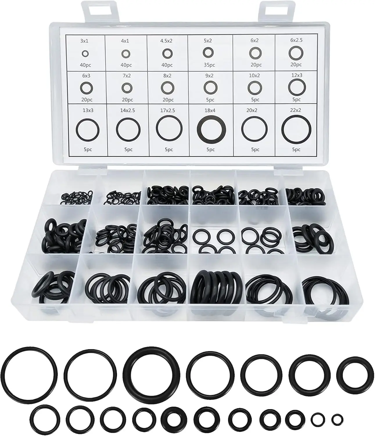300 PCS Rubber O-Ring Assortment Kit, O Rings Seal Gasket Rubber Washer Assortment, O-Rings Gaskets Washers for Car, Plumbing, Faucet, Mechanic, Repairs, Air or Gas Connections