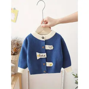 Boys' Cardigan Sweater, Stylish New Autumn/Winter Outerwear Toddlers, Knitted Jacket with Head Design