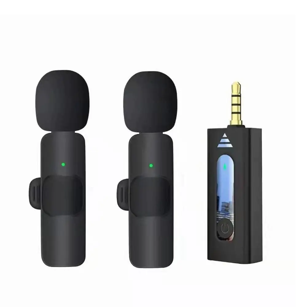 K35 Wireless 3.5mm Lavalier Microphone with Noise Reduction Lapel Mic for Camera Recording Compact Portable Design Bluetooth 5.1 20m Range 15 Hours Battery Audio Plug