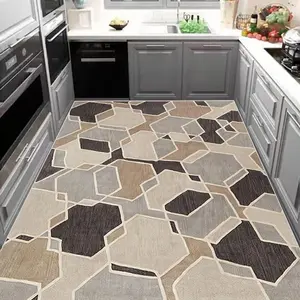 Geometric Pattern Kitchen Rug, 1 Count Non-slip Kitchen Mat, Absorbent & Quick-drying Kitchen Runner, Durable & Machine Washable Kitchen Mat