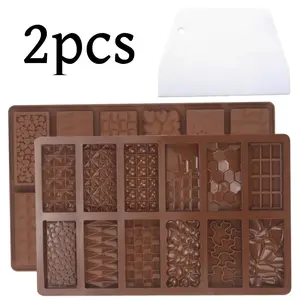 2 pcs Silicone Chocolate Bar Mold Stuffed Candy Bar Molds Non-stick Small Chocolate Candy Bar Molds For Baking, Cake Decorations