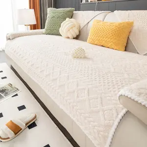 One-Stop Comfortable Velvet Carving Sofa Settee, Skin-Friendly Warmth, Anti-Slip Dustproof, Pet Friendly