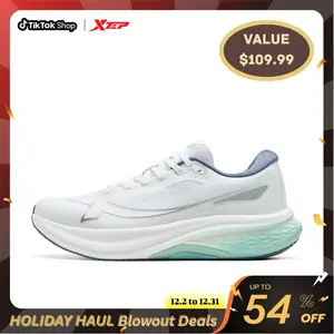 Xtep 2000KM+ Men's Running Shoes Engineered Unique Design for Running Activities White & Blue Colorway