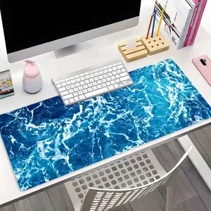 Ocean Wave XXL Gaming Mouse Pad, Blue Sea Aesthetic Desk Mat, Non-Slip Rubber with Stitched Edge, Washable Keyboard Pad for Laptop & Office, Ideal Gift for Ocean & Summer Fans