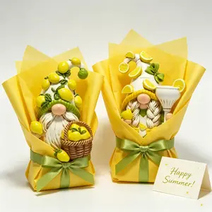 Farmhouse Whimsical Lemon Gnome Resin Figurines - 2-Piece Set, Summer Tiered Tray Ornament, Kitchen Shelf Decor, Cute Collectible Gift for Women desktop unique animal lover gift art office artificial statue desk accessory home desk decor