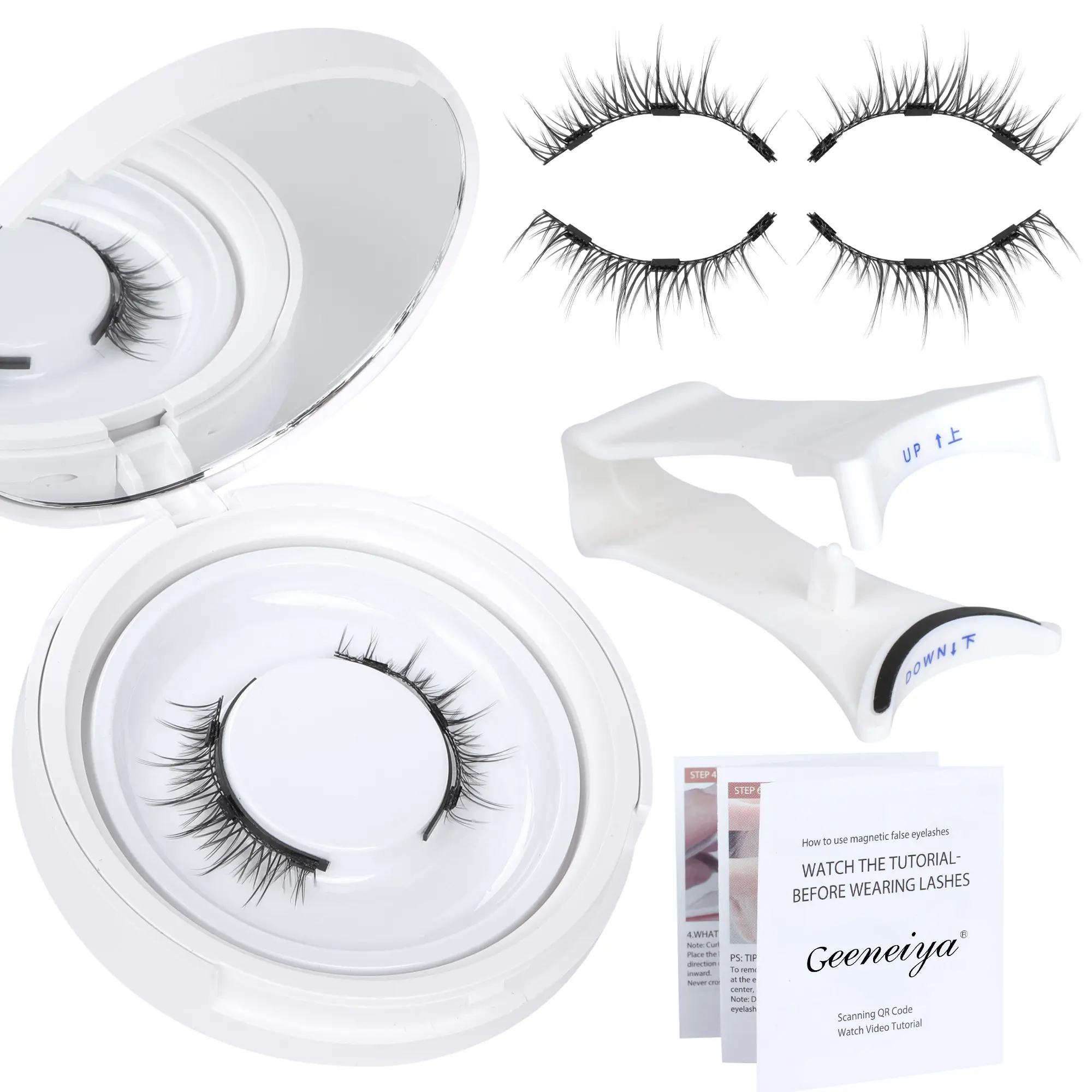 Geeieiya Magnetic Eyelashes with Applicator False Lashes Natural Look