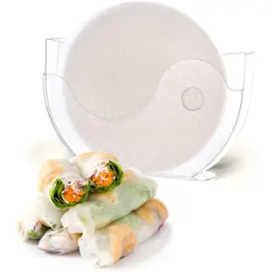 BANU Rice Paper Water Bowl with Side Pocker Holder for Rice Paper Wrappers for Spring Rolls, Summer Rolls. Spring Roll Maker, Banh trang holder (1)
