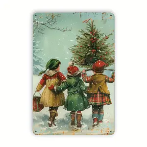 Rustic Vintage Iron Christmas Tree Metal Sign for Indoor and Outdoor Decor Perfect for Homes Bars Cafes Garages and Gardens