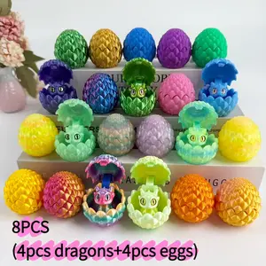 8-Piece Set (4 Dragons + 4 Eggs) Movable Collectible Toy Set With Small Dragons And Eggs, Fantasy Action Figures And Durable Plastic Model Kit |   Cute Home Decoration, Suitable For Use On Car Dashboards And As Office Desk Ornaments