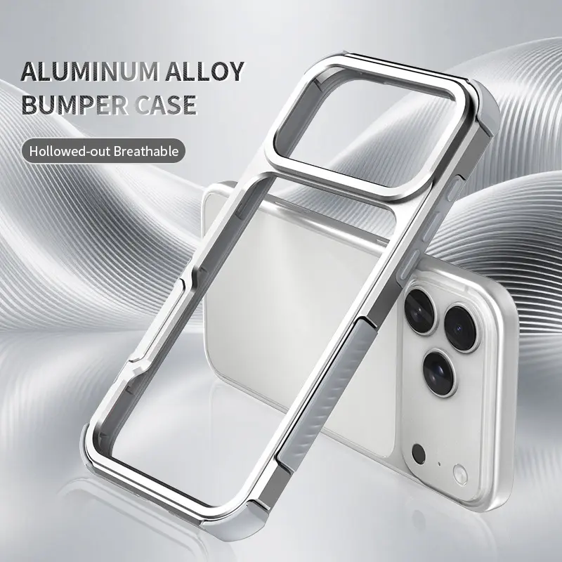 iP17ProMax/Air phone case 16/15/14/13 airbag anti-drop aluminum alloy high-definition lens film anti-scratch shockproof anti-fingerprint smartphone protective case