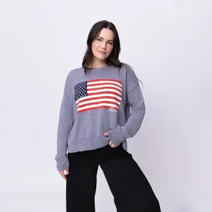 Love in Faith | Blessed Flag Pullover Sweater – Warm, Soft Pullover with Inspirational Faith Design | Perfect Christmas or Holiday Gift for Friends, Family, and Believers