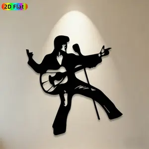 1pc Elvis Presley Metal Wall Art, Dynamic Elvis Statue Mural, Ideal Gift for Christmas, New Year, Rock 'n' Roll Enthusiasts, Weather-Resistant Metal Wall Decor Wall Sculptures, Perfect for Living Room Wall & Garden Fence, Unique Music-Themed Home Decor