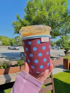 Brown & Blue Polka Dot Iced Coffee Sleeve