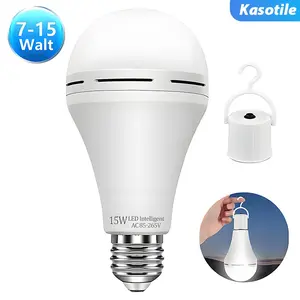Kasotile Emergency Rechargeable LED Bulb, 1200mah Battery, 7w-15w Options, Daylight Color, Hook & Switch, Ideal for Emergencies