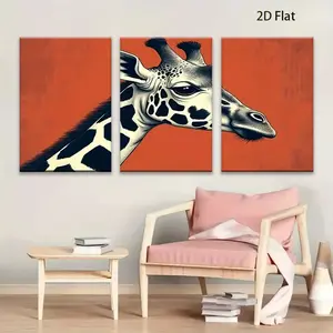 2D canvas painting, a set of three 2D close-up giraffe photos, is perfect for decorating your home office, kitchen, bathroom, or bedroom. This is a great holiday gift, and the canvas painting can be hung up or..