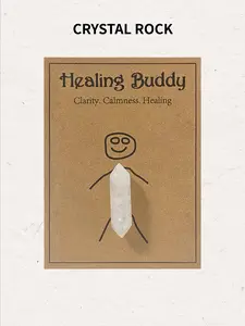 Creative Quartz Healing Energy Stone, Hexagonal Crystal Column Decorative Ornament, Includes Blessing Card, Perfect Gift for Health