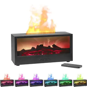 Fireplace Humidifier - 150ml Fireplace Oil Diffuser for Home Office, 7 Colors Effect Flame Aroma Diffuser with Remote Control, Auto Off & Timer, Humidifier Diffusers, Humidifier Atmosphere Light