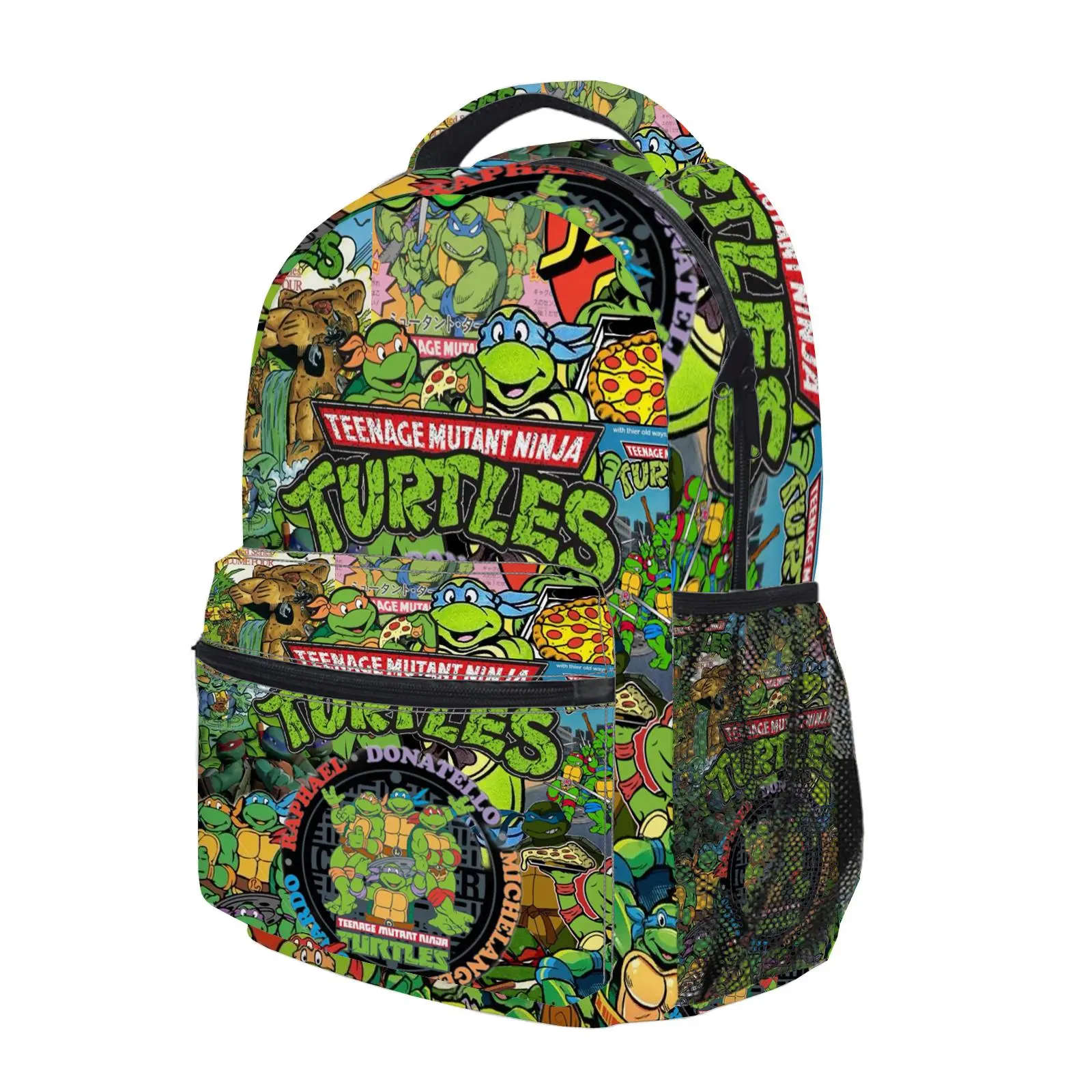ninja turtle Y2K Fashion School Backpack for Teen Girls, Cute Cartoon Aesthetic Student Bookbag with Padded Shoulder Straps, Large Capacity Casual Daypack and Travel Bag for Kids L-219