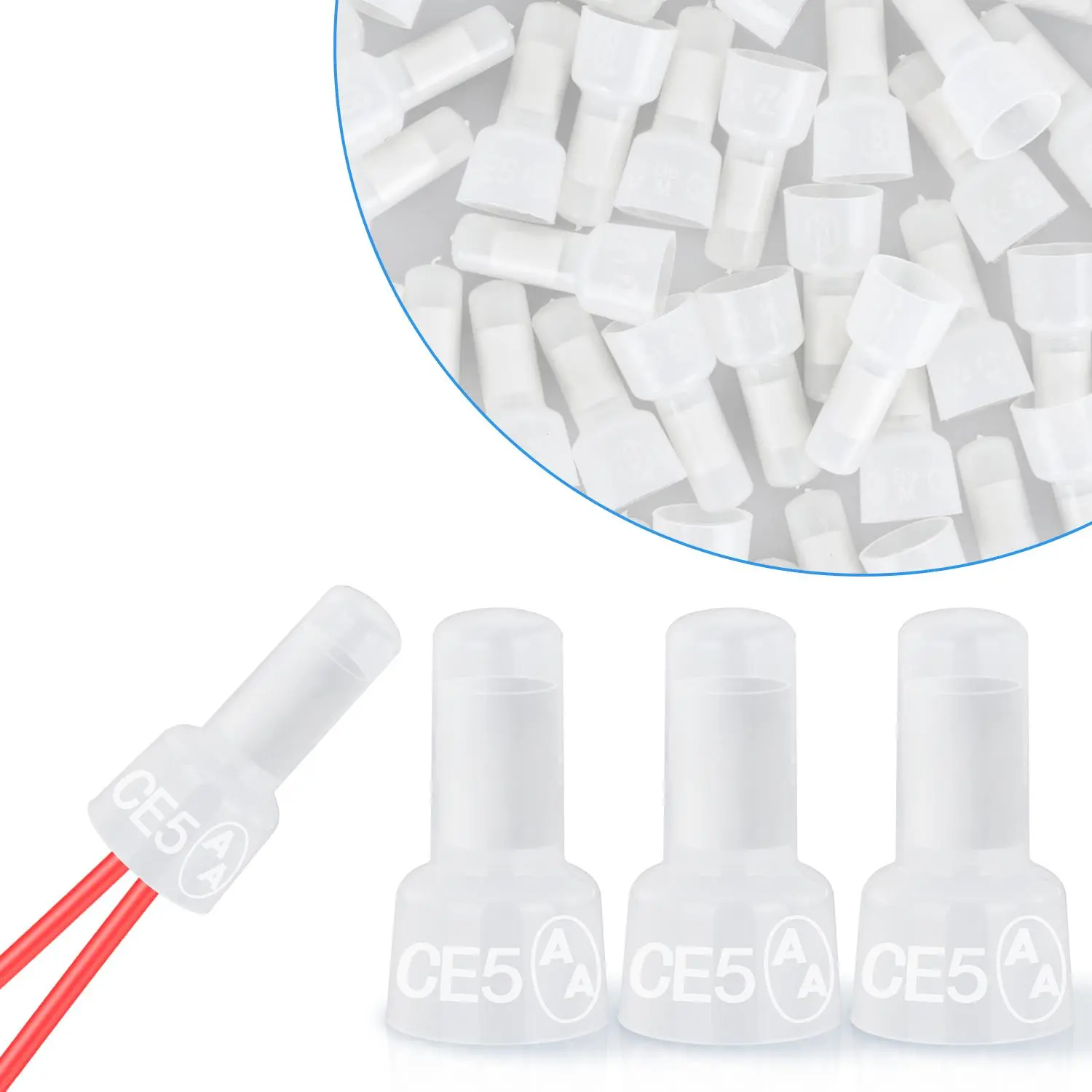 Nilight 300PCS CE5 Series Nylon Shell Closed End Crimp Terminals, 12-10 Gauge Corrosion-Resistant Insulated Caps for Automotive, Marine Vehicle Electrical Wiring Repair