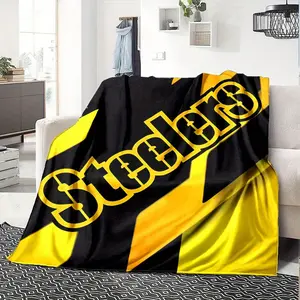 Steelers Warning Sign Print Soft Comfortable Blanket  Four Seasons Warm for Bed Sofa Lunch Break  Home Decoration Holiday Birthday Christmas Gift