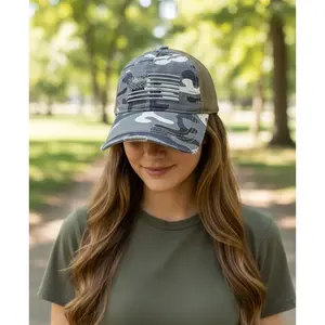 US Flag Embroidered Camouflage Baseball Cap