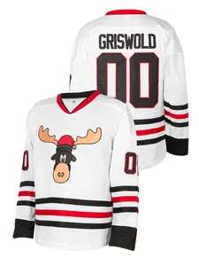 Hockey Jersey - Cartoon Elk Head | 00# Embroidered (Sleeves+Back) | CoolTech Quick-Dry Game Jersey