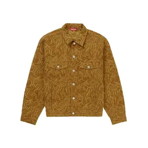 Supreme Men's Script Jacquard Denim Trucker Jacket Brown, from StockX