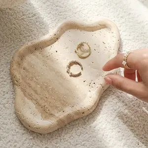 Natural Marble Cloud-Shaped Jewelry & Cosmetic Display Tray, Polished Irregular Organizer, Elegant Design, Smooth Finish, Gift for Her
