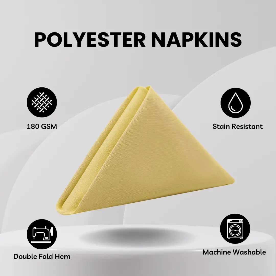 20 inch Polyester Cloth Napkins Pastel Yellow (Pack of 10) 20 inch Polyester Cloth Napkins Pastel Yellow (Pack of 10)