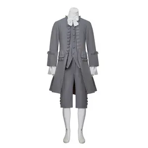 Men's medieval regency period swallowtail vest suit, Victorian Rococo style clothing, full uniform set