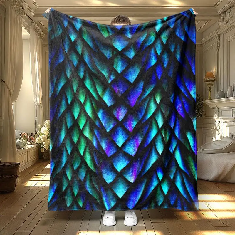 Fish Scales Pattern Blanket, 1 Count Soft Warm Throw Blanket, Air-conditioned Room Blanket, Warm Nap Blanket for Home Office Travel