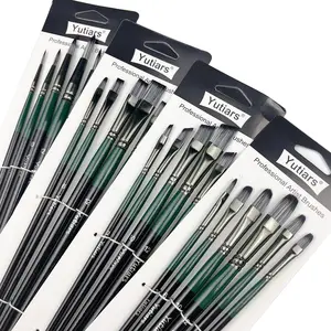 Yutiars Professional 6/24 PCS Artist Paint Brush Set Nylon Bristles Round Filbert Flat Angular Detail Brushes for Watercolor Acrylic Oil Crafts Face Body Painting