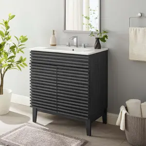 Modway Render 30" Bathroom Vanity Cabinet in Charcaol White