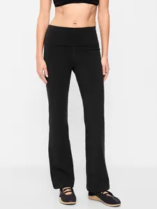 Old Navy Women's High-Waisted PowerChill Fold-Over Bootcut Leggings