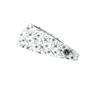RAVEbandz The Pro - Wide Stretch Headband (Dragonflies & Flowers)