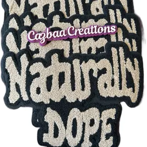 Cazbaa Creations Custom Chenille Patch - Chenille Fabric, Bold Colorful Letters on Black Background, Plush Texture, Crisp Clean Embroidery, Sewing Supplies for DIY Creators, Empowers Creativity, Ideal for Gift-Giving