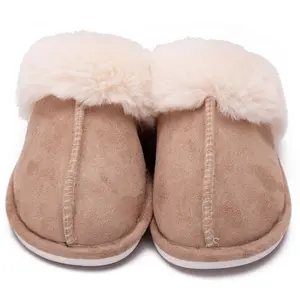 Women's Plush Slip-On Moccasin with Fleece Lining - Non-Slip Flat Platform Winter Home Slippers